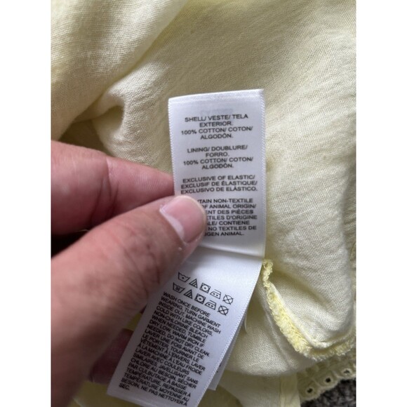 Lucky Brand pintuck bodice tiered mini dress Lemon Yellow Size M - Picture 6 of 9